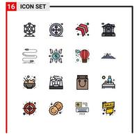 Universal Icon Symbols Group of 16 Modern Flat Color Filled Lines of sound cable arrow audio bank account Editable Creative Vector Design Elements