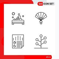 Creative Set of 4 Universal Outline Icons isolated on White Background Creative Black Icon vector background