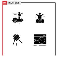 4 User Interface Solid Glyph Pack of modern Signs and Symbols of setting rich user man healthy Editable Vector Design Elements