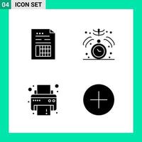 Pack of 4 Solid Style Icon Set Glyph Symbols for print Creative Signs Isolated on White Background 4 Icon Set Creative Black Icon vector background