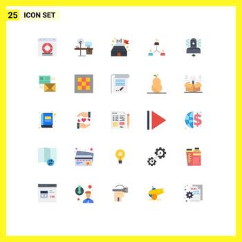 Editable Vector Line Pack of 25 Simple Flat Colors of hierarchy cooperation place company planetarium Editable Vector Design Elements