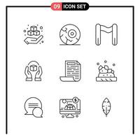 Set of 9 Line Style Icons for web and mobile Outline Symbols for print Line Icon Signs Isolated on White Background 9 Icon Set Creative Black Icon vector background