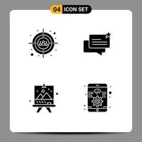 Pictogram Set of 4 Simple Solid Glyphs of auditory art head shot online paint Editable Vector Design Elements