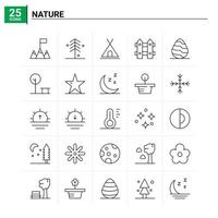 25 naturaleza icono conjunto vector fondo