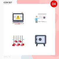 Pack of 4 creative Flat Icons of essentials decoration alert presentation love Editable Vector Design Elements