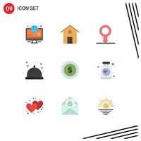 9 Universal Flat Color Signs Symbols of bottle money sex badge service Editable Vector Design Elements