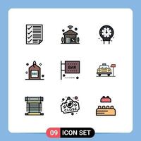 Pictogram Set of 9 Simple Filledline Flat Colors of search media iot engine plumber Editable Vector Design Elements