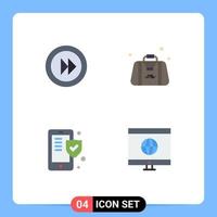 Pictogram Set of 4 Simple Flat Icons of forward phone player father security Editable Vector Design Elements