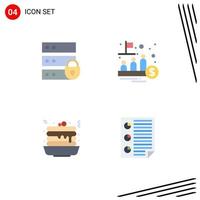 Pictogram Set of 4 Simple Flat Icons of device pancake key management food Editable Vector Design Elements