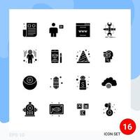 Pictogram Set of 16 Simple Solid Glyphs of tools develop video design site Editable Vector Design Elements