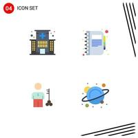 Pictogram Set of 4 Simple Flat Icons of building note hospital business key Editable Vector Design Elements