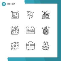 9 Creative Icons Modern Signs and Symbols of photography media distributed camera mirror Editable Vector Design Elements