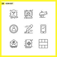 9 Icon Set Simple Line Symbols Outline Sign on White Background for Website Design Mobile Applications and Print Media Creative Black Icon vector background