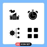 4 Solid Black Icon Pack Glyph Symbols for Mobile Apps isolated on white background 4 Icons Set Creative Black Icon vector background