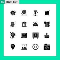 16 User Interface Solid Glyph Pack of modern Signs and Symbols of graphic crop food stand cupcake Editable Vector Design Elements