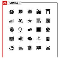 grupo de símbolos de iconos universales de 25 glifos sólidos modernos de ubicación de muebles proceso gps de oficina elementos de diseño de vectores editables