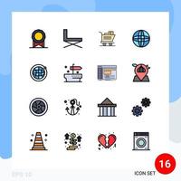 Set of 16 Modern UI Icons Symbols Signs for admin thanks cart ship internet Editable Creative Vector Design Elements