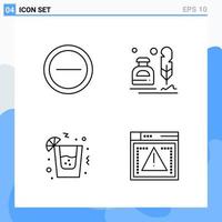 Modern 4 Line style icons Outline Symbols for general use Creative Line Icon Sign Isolated on White Background 4 Icons Pack Creative Black Icon vector background