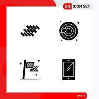 Creative Set of 4 Universal Glyph Icons isolated on White Background Creative Black Icon vector background