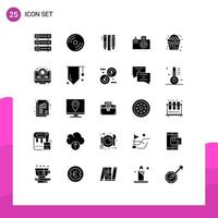 25 iconos creativos signos y símbolos modernos de elementos de cámara de pc de imagen de cupcake elementos de diseño vectorial editables vector