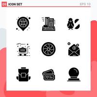 Collection of 9 Vector Icons in solid style Modern Glyph Symbols for Web and Mobile Solid Icon Sign Isolated on White Background 9 Icons Creative Black Icon vector background