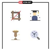 Set of 4 Commercial Flat Icons pack for crop bowl graphic graduation eat Editable Vector Design Elements