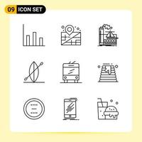 9 Creative Icons for Modern website design and responsive mobile apps 9 Outline Symbols Signs on White Background 9 Icon Pack Creative Black Icon vector background