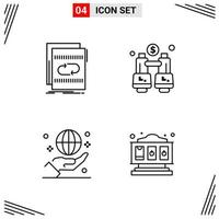 4 Icons Line Style Grid Based Creative Outline Symbols for Website Design Simple Line Icon Signs Isolated on White Background 4 Icon Set Creative Black Icon vector background