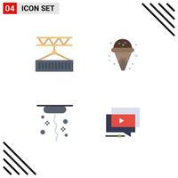 4 paquete de iconos planos de interfaz de usuario de signos y símbolos modernos de carga gracias envío helado jugar elementos de diseño vectorial editables vector