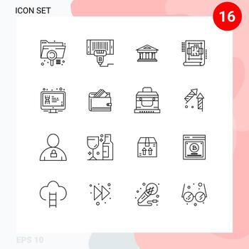 16 Outline concept for Websites Mobile and Apps plan architecture scan building finance Editable Vector Design Elements