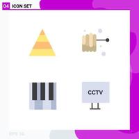 Pack of 4 Modern Flat Icons Signs and Symbols for Web Print Media such as career sound food keyboard cctv Editable Vector Design Elements