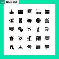 Group of 25 Solid Glyphs Signs and Symbols for monitor view energy read patrick Editable Vector Design Elements