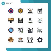 Universal Icon Symbols Group of 16 Modern Flat Color Filled Lines of art web music plugin browser Editable Creative Vector Design Elements