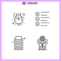 4 Icons in Line Style Outline Symbols on White Background Creative Vector Signs for Web mobile and Print Creative Black Icon vector background