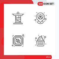 Pack of 4 Modern Filledline Flat Colors Signs and Symbols for Web Print Media such as jesus central landmark human computer Editable Vector Design Elements