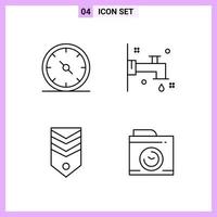 4 Icons in Line Style Outline Symbols on White Background Creative Vector Signs for Web mobile and Print Creative Black Icon vector background