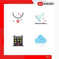 Pack of 4 creative Flat Icons of necklets big mother lab glassware construction Editable Vector Design Elements