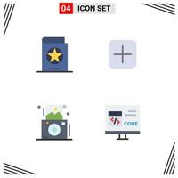 User Interface Pack of 4 Basic Flat Icons of book camera spells plus photography Editable Vector Design Elements