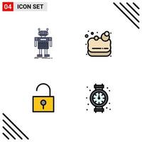 Pictogram Set of 4 Simple Filledline Flat Colors of robot unlocked bot sauna gauge Editable Vector Design Elements