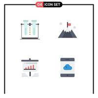 4 User Interface Flat Icon Pack of modern Signs and Symbols of chemistry presentation testing interface chart Editable Vector Design Elements