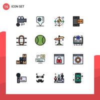 16 User Interface Flat Color Filled Line Pack of modern Signs and Symbols of physic crew increase profile online Editable Creative Vector Design Elements