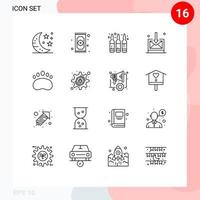 Modern Set of 16 Outlines and symbols such as education technology eid inbox medicine Editable Vector Design Elements