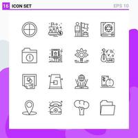 Modern Set of 16 Outlines Pictograph of scary esoteric public book businessman Editable Vector Design Elements