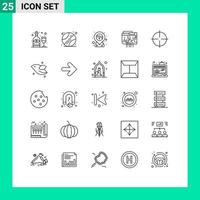 Group of 25 Lines Signs and Symbols for gym multi carnival internet currency Editable Vector Design Elements