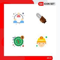 Mobile Interface Flat Icon Set of 4 Pictograms of business dollar network blade time Editable Vector Design Elements