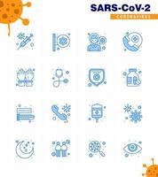 COVID19 corona virus contamination prevention Blue icon 25 pack such as hand survice head medical assistance virus infection viral coronavirus 2019nov disease Vector Design Elements