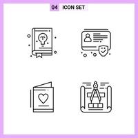 4 Icons in Line Style Outline Symbols on White Background Creative Vector Signs for Web mobile and Print Creative Black Icon vector background