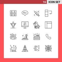 16 User Interface Outline Pack of modern Signs and Symbols of freedom business injection angel data Editable Vector Design Elements