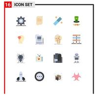 Set of 16 Vector Flat Colors on Grid for head brian design mind cap Editable Pack of Creative Vector Design Elements