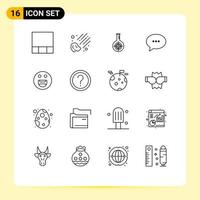 16 Thematic Vector Outlines and Editable Symbols of customer happy lab emojis messages Editable Vector Design Elements